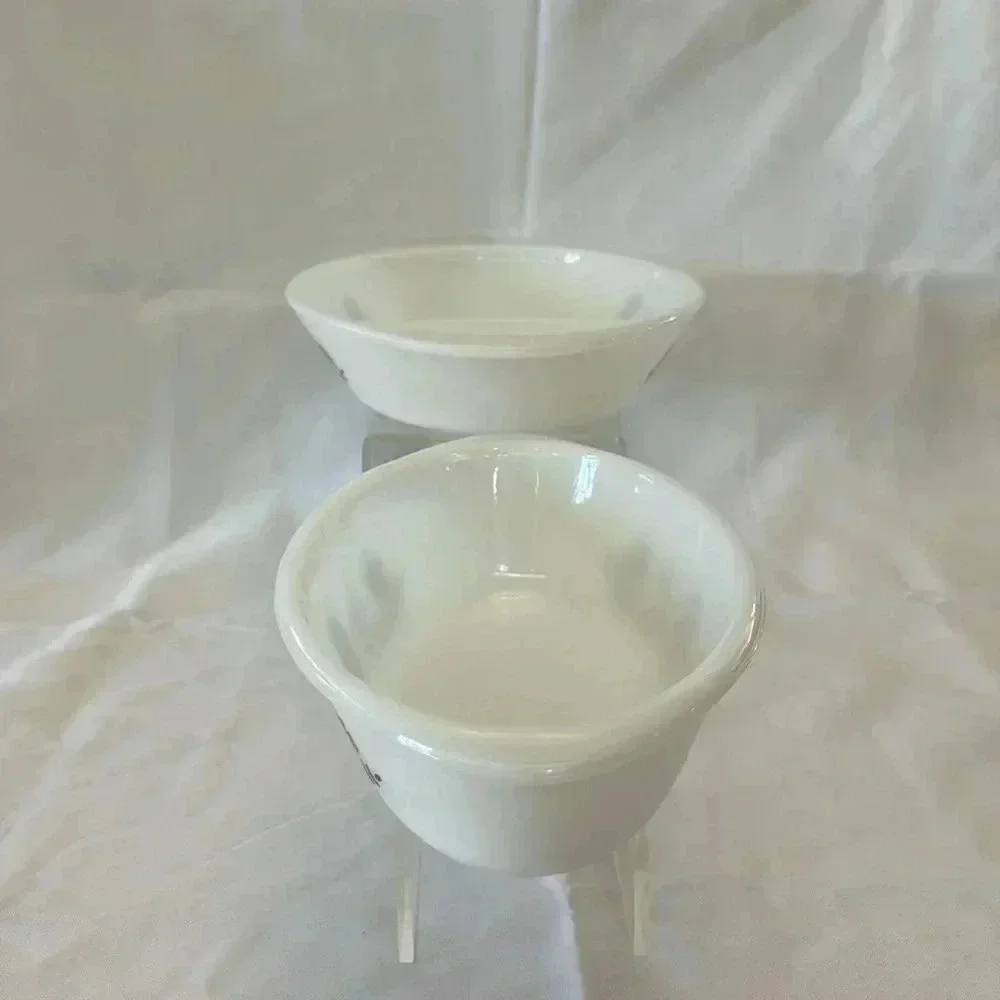 2 - Glasbake 1970s Casserole Dishes Green Daisy Milk Glass MCM Kitchen
